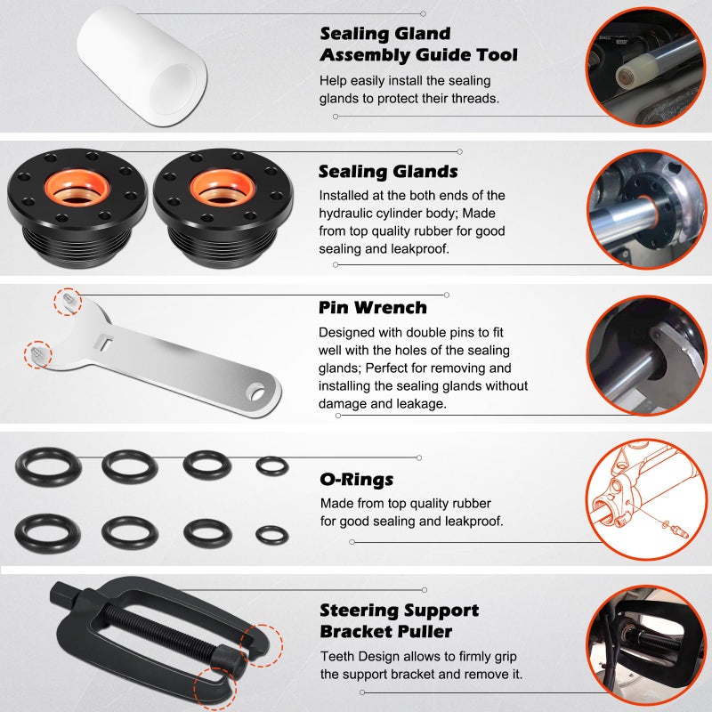 Bonbo for Seastar HC5345 Front Mount Hydraulic Steering Cylinder Seals Kit with Pin Wrench HS5157 & for All Seastar Steering Support Bracket Puller - Image 4